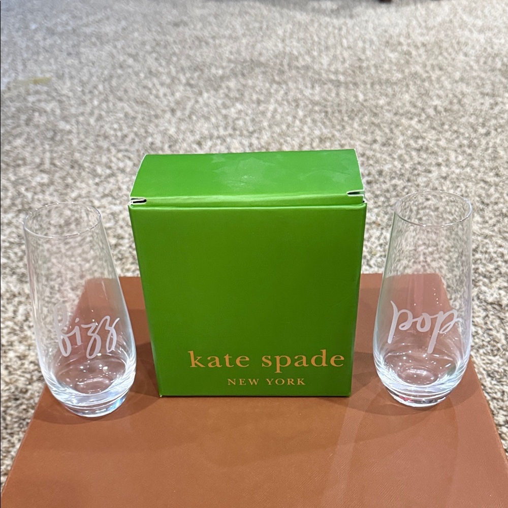 Kate Spade Green Boxed Stemless Flutes